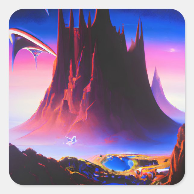 Dream World Oil Painting Quadratischer Aufkleber (Vorderseite)