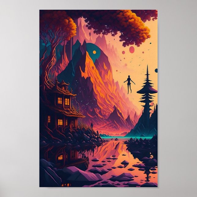 Dreamähnliche psychedelische Landschaft, ai. gener Poster (Vorne)