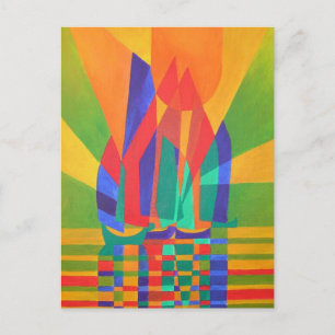 Dreamboat ein kubistischer Junk in Primärfarben Postkarte