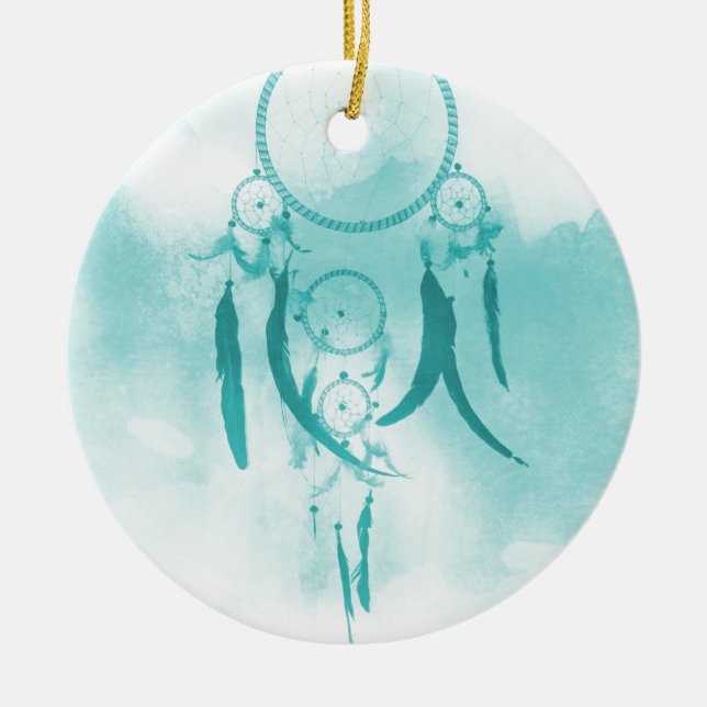 Dreamcatcher Aqua Keramik Ornament (Vorne)