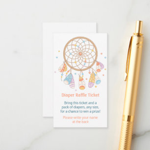 Dreamcatcher Baby Showdiaper Raffle Ticket Begleitkarte