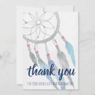 Dreamcatcher Blue Boho Baby Dusche Vielen Dank Dankeskarte