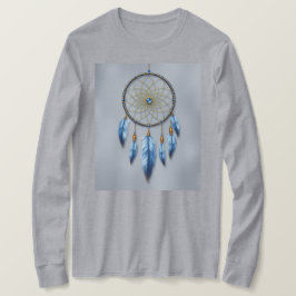 Dreamcatcher Blue Lavender Feathers Metallic Gold T-Shirt