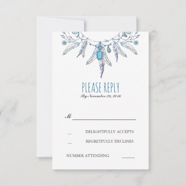 Dreamcatcher boho Hochzeit rsvp (Vorderseite)