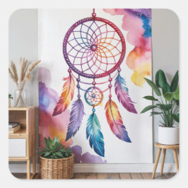 Dreamcatcher-Gemälde an der Wand Quadratischer Aufkleber