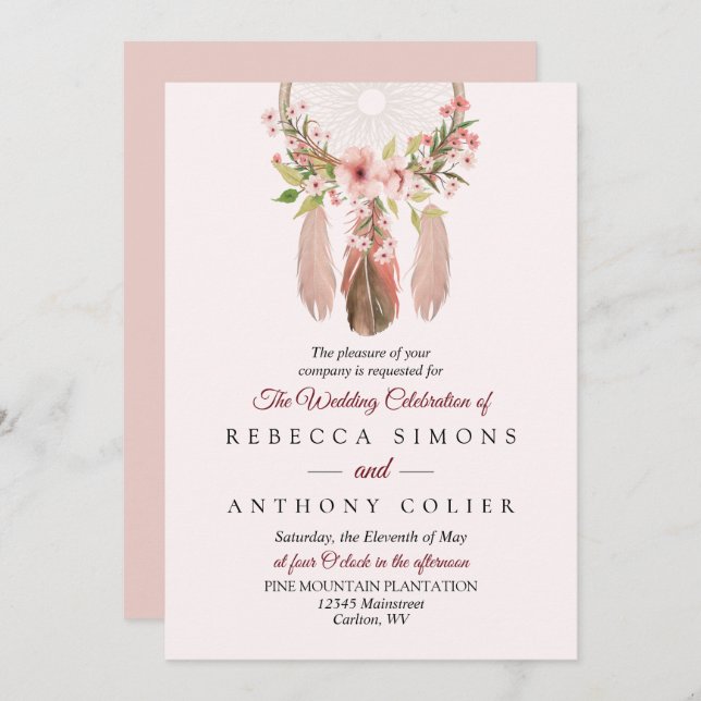 Dreamcatcher | Gewohnte Hochzeitseinladungen Einladung (Vorne/Hinten)