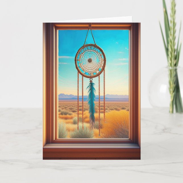 Dreamcatcher in einem Wüstenfenster Karte (Vorderseite)