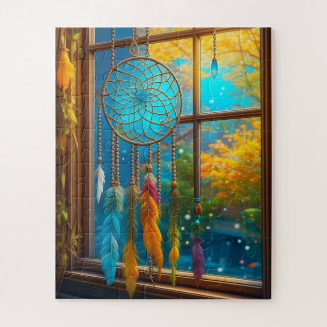 Dreamcatcher in Window Boho Puzzle (Vertikal)