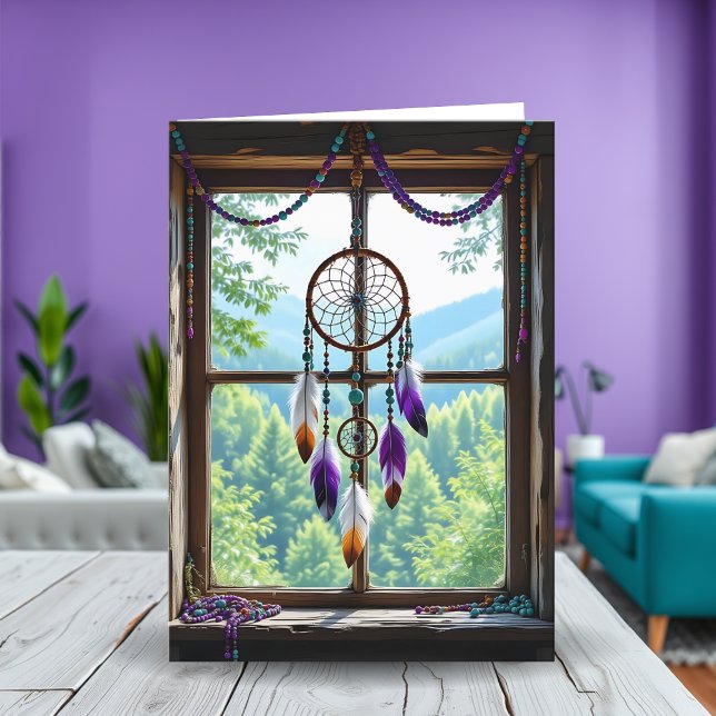 Dreamcatcher in Window | Happy Birthday Karte (Von Creator hochgeladen)