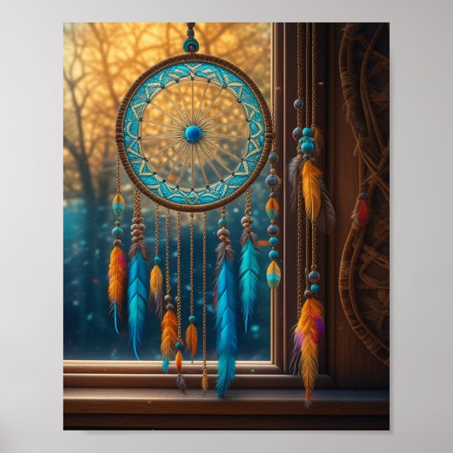 Dreamcatcher in Windows-Herbstlauben Poster (Vorne)