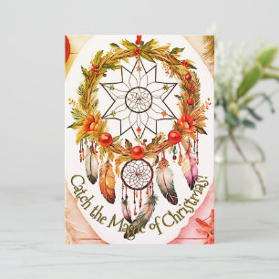 Dreamcatcher Magischer Weihnachts-Goldener Kranz Feiertagskarte