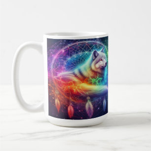 Dreamcatcher mit einem mystischen Wolf Kaffeetasse