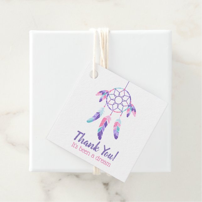 Dreamcatcher rosa lila aquamariner Kindergeburtsta Geschenkanhänger (Beispiel)