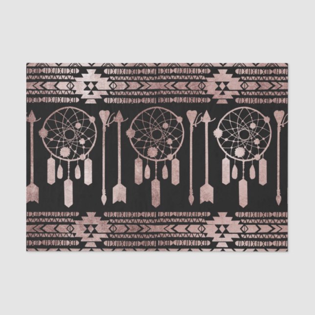 Dreamcatcher Rosen-Goldstammes- Azteke auf Seidenpapier (Vorderseite)