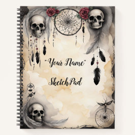 Dreamcatcher, Skulls & Rose Notizbuch