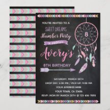 Dreamcatcher Slumber Party Einladung Chalkboard