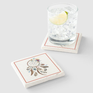 Dreamcatcher-Stammfedern & Blume Steinuntersetzer