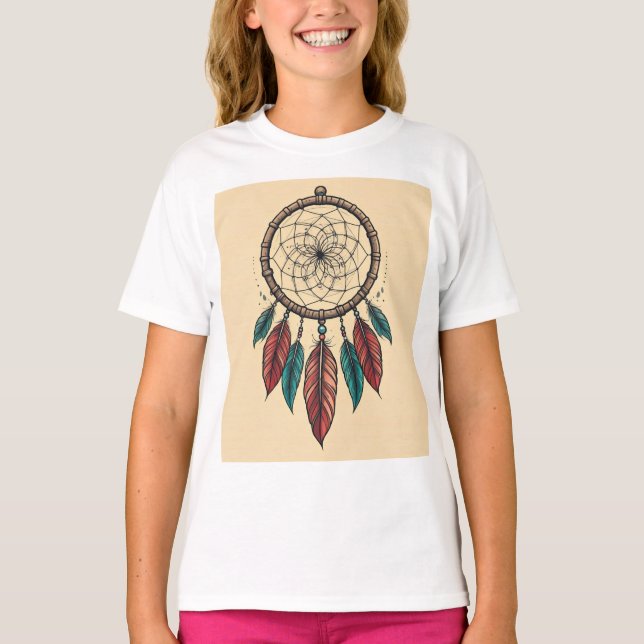 Dreamcatcher Tattoo Sketch - Polynesisch Inspirier T-Shirt (Vorderseite)