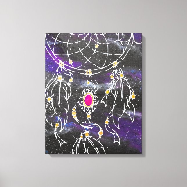 Dreamcatcher und Feathers Galaxy Leinwanddruck (Vorderseite)