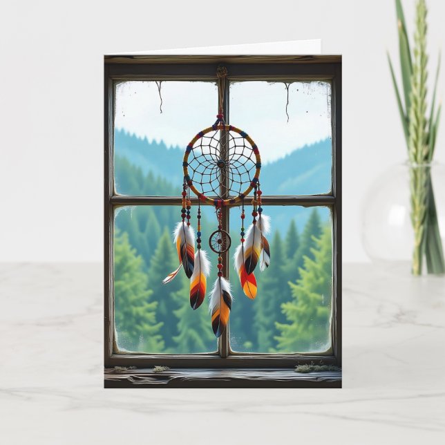 Dreamcatcher und Gebirge | Happy Birthday Karte (Vorderseite)