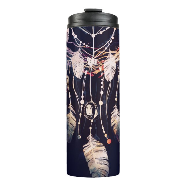 Dreamcatcher, Zweige, boho Stil, digitale Kunst. Thermosbecher (Vorderseite)