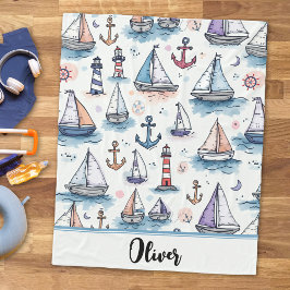 Dreame Skizzen von Sailboats Anchors & Lighthouses Fleecedecke
