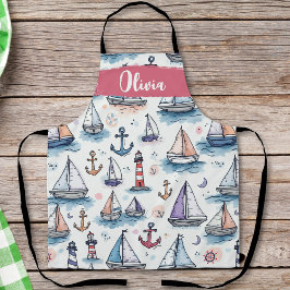 Dreame Skizzen von Sailboats Anchors & Lighthouses Schürze