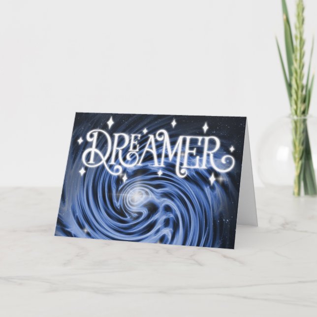 "Dreamer" Blue Vortex im Weltraum "Happy Birthday! Karte (Vorderseite)