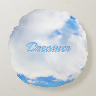 Dreamer Puffy weiße Wolken und Blue Sky Rundes Kissen