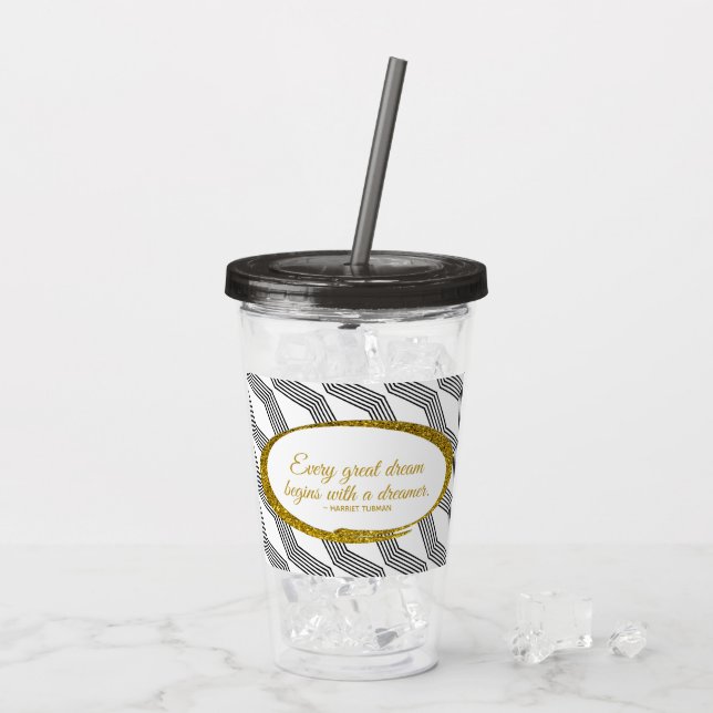 Dreamer Quote Back Monogram Front Custom Acryltrinkbecher (Rückseite Ice)