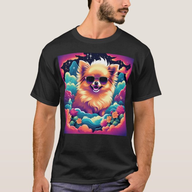 Dreamer Spitz mit Sonnenbrille T-Shirt (Vorderseite)