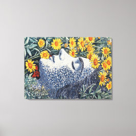 Dreaming Frauenfokus aus Blume im Detail Print Leinwanddruck