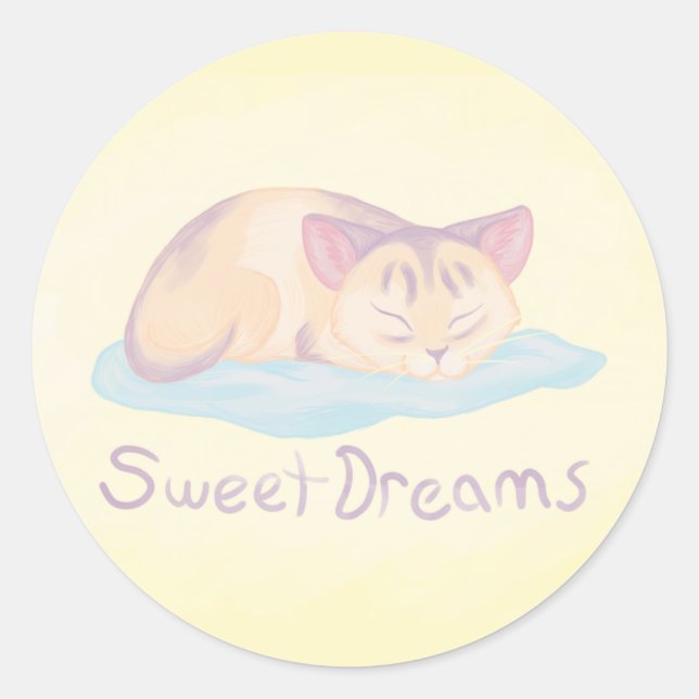Dreaming Kitten Runder Aufkleber (Vorderseite)