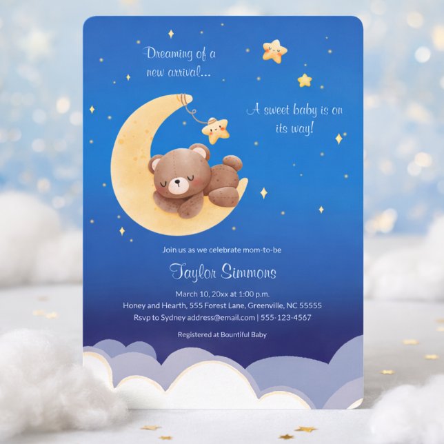 Dreaming New Arrival Teddy Bear Moon Einladung (Von Creator hochgeladen)