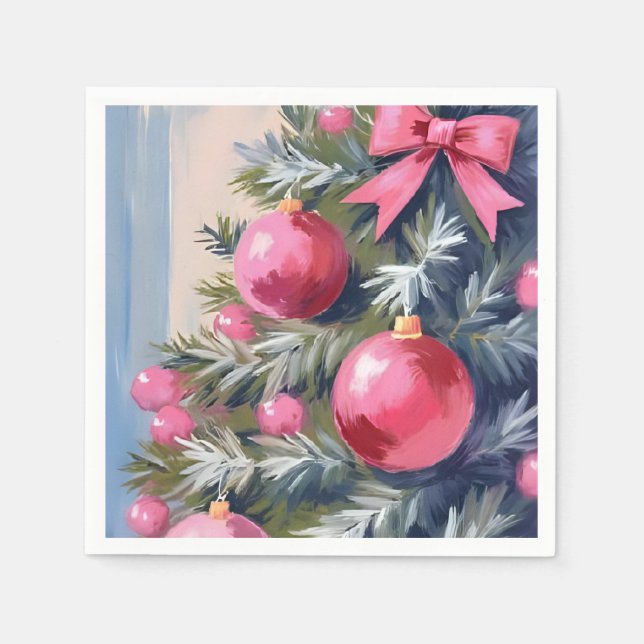 Dreaming of a Pink Christmas | Merry Watercolor Serviette (Vorderseite)