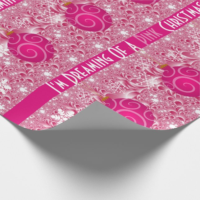 "Dreaming of a Pink Christmas" Weihnachten Geschenkpapier (Ecke)