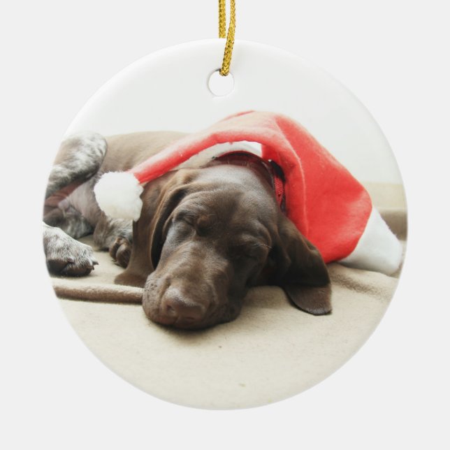 Dreaming of Santa - German Shorthair Puppy Keramikornament (Vorne)