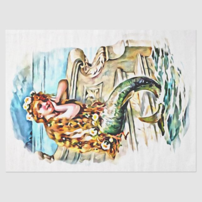 Dreaming Vintag Mermaid Child #1, 18lb 17x23 Seidenpapier (Vorderseite)