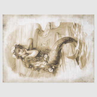 Dreaming Vintag Mermaid Child #3, 18lb 17x23 Seidenpapier