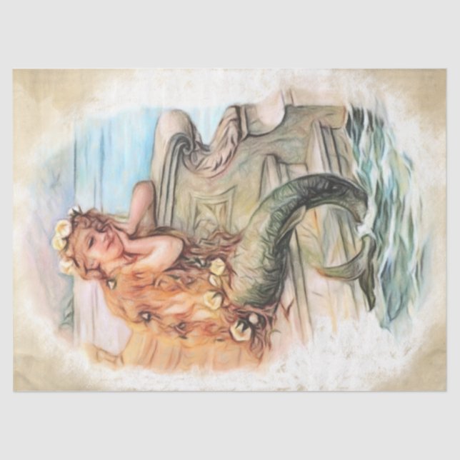Dreaming Vintag Mermaid Child #4, 18lb 17x23 Seidenpapier (Vorderseite)