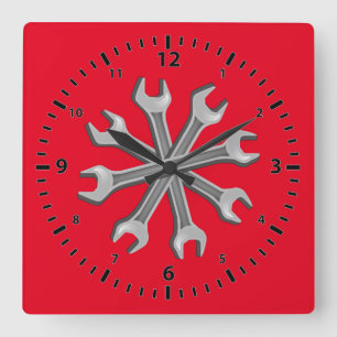 Dreaming Wrenches Quadratische Wanduhr