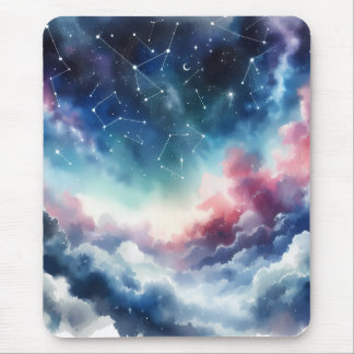 Dreamlike Watercolor Night Sky Mouse Pad Mousepad