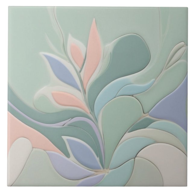 Dreamminze Abstrakte Blumenpracht Moderne Pastell  Fliese (Vorderseite)