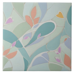Dreamminze Abstrakte Blumenpracht Moderne Pastell  Fliese
