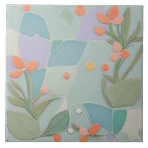 Dreamminze Abstrakte Blumenpracht Moderne Pastell Fliese