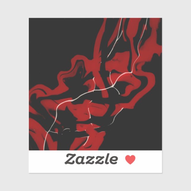 Dreams and Nightmares Abstract Red Black Fluid Art Aufkleber (Blatt)