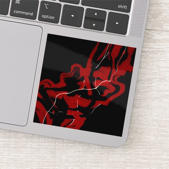 Dreams and Nightmares Abstract Red Black Fluid Art Aufkleber (Detail)