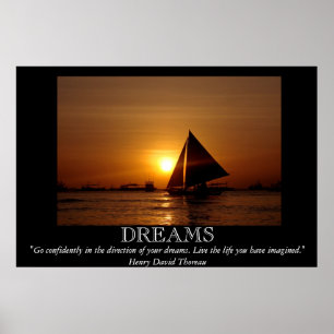 Dreams Sunset Sailboat Motivierend Poster