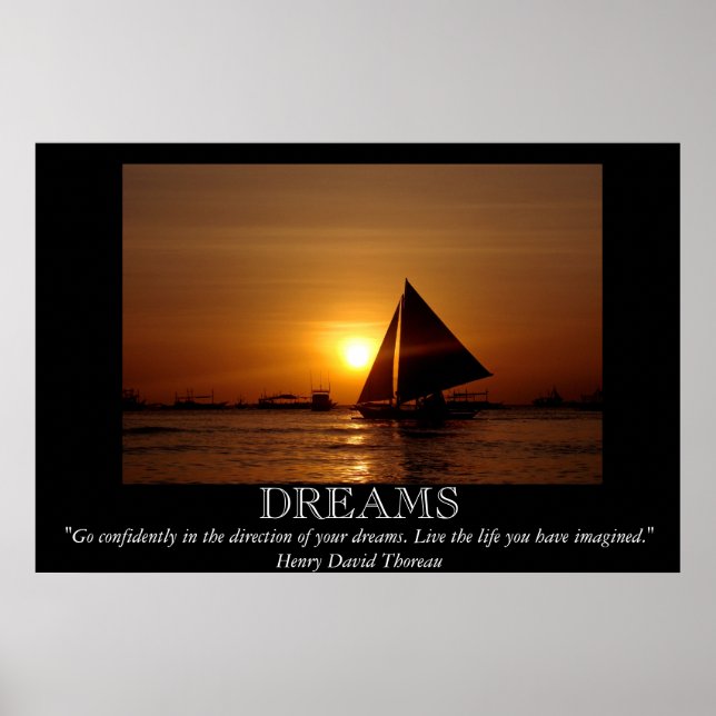 Dreams Sunset Sailboat Motivierend Poster (Vorne)