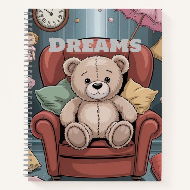 Dreams Teddy Bear Deluxe Spiral Notebook Notizbuch (Vorderseite)
